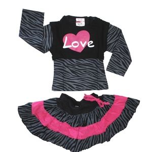 Boutique Zebra Print 3 Piece Skirt Set